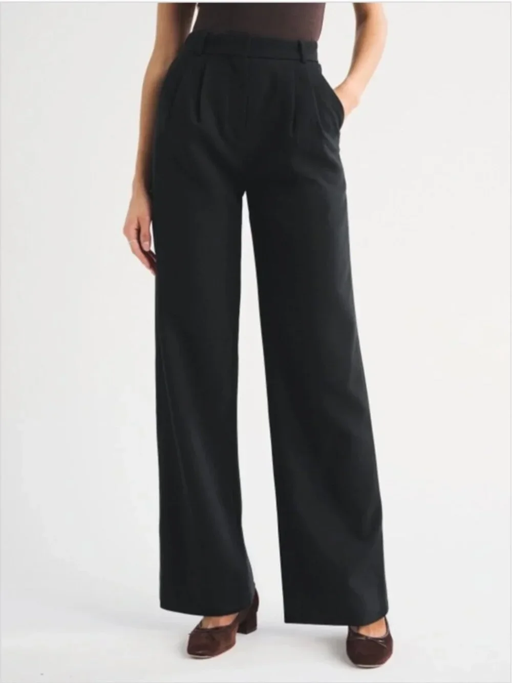 Abercrombie & Fitch Curve Love A&F Sloane Tailored Wide Leg Work Pants, 29/8R